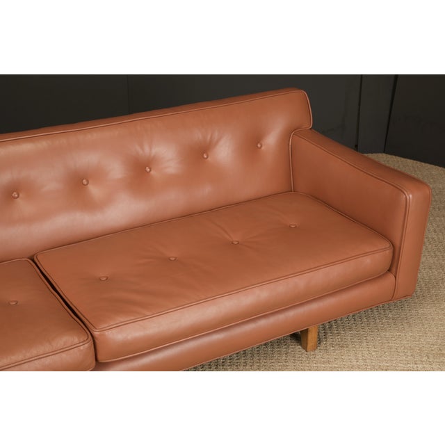 Bracket-Back' Model #133 Mahogany and Leather Sofa by Dunbar, c 1955 For Sale - Image 11 of 12