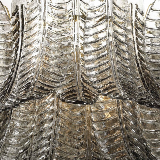 Modernist Hand-Blown Smoked Gray Murano Glass 3-Tier Reeded Feather Chandelier For Sale - Image 13 of 18