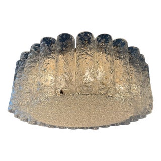 Vintage German Ice Glass Ceiling Lamp from Doria Leuchten, Germany, 1970s For Sale