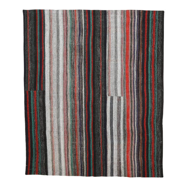 Mid 20th Century Striped Vintage Turkish Kilim Rug For Sale