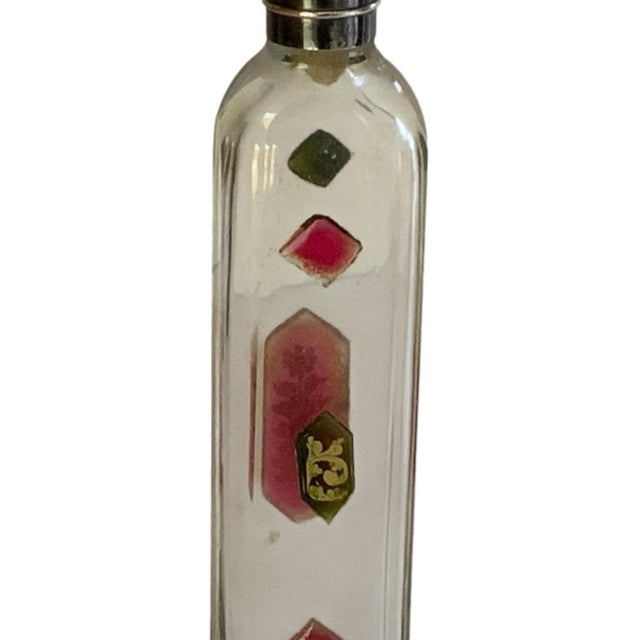 Glass Antique Bohemian Jeweled Glass Pocket Scent Bottle Hinged Cap & Intact Ground Glass Stopper Czech c.1890 For Sale - Image 7 of 12