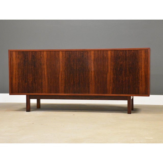 Brown 1960s Refinished Danish Modern Rosewood 65” Dresser For Sale - Image 8 of 10