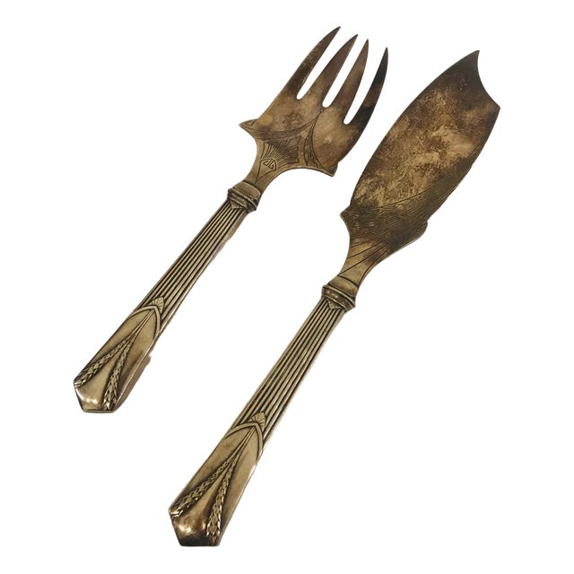 Antique French Art Deco Serving Cutlery, 1920s, Set of 2 For Sale
