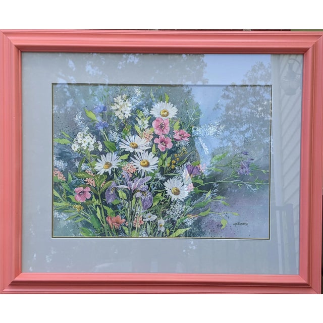 Late 20th Century Still Life Flower Bouquet Watercolor Painting Signed For Sale - Image 11 of 11