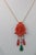 Metal 1960s Carved Coral Brooch Pendant with Coral Drops and Crystophase Drop For Sale - Image 7 of 9