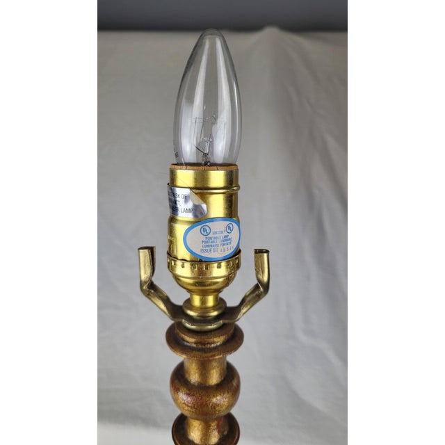 Leviton Mid 20th Century Gold Giltwood Barley Twist Buffet Lamp Candlestick Style For Sale - Image 4 of 6