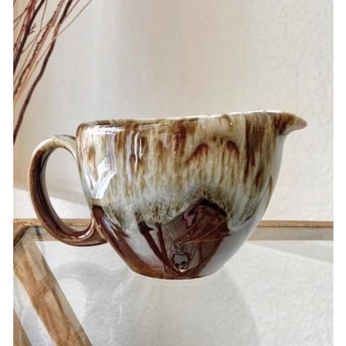 Circa 1960 Canonsburg Pottery Ironstone Drip Glaze Creamer & Wide Mouth Open Sugar Bowl Set – A Pair For Sale - Image 13 of 15