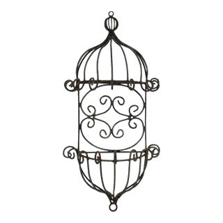 Mid Century Wrought Iron Wall Planter With Scrolls For Sale