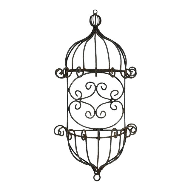 Mid Century Wrought Iron Wall Planter With Scrolls For Sale