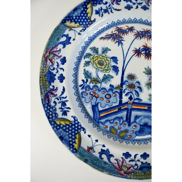 Traditional 1800s Georgian Davenport Ironstone Dinner Plate Bamboo and Peony Pattern, Early For Sale - Image 3 of 14