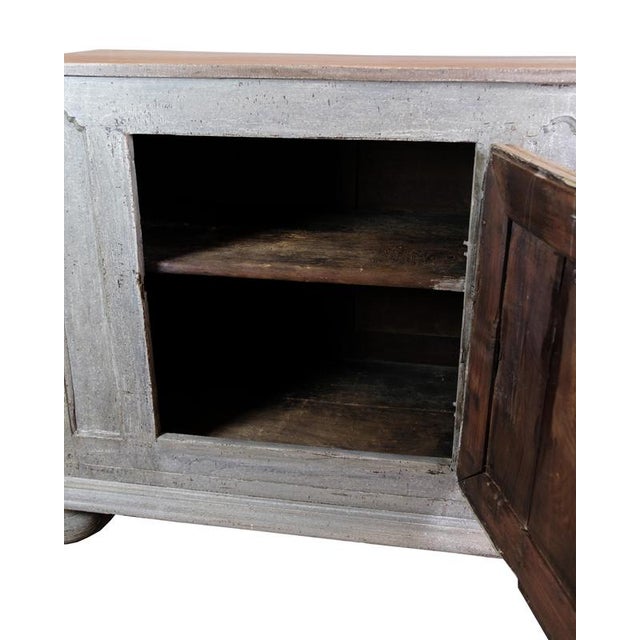Food Cabinet Painted in Grey, 1720s For Sale - Image 4 of 9