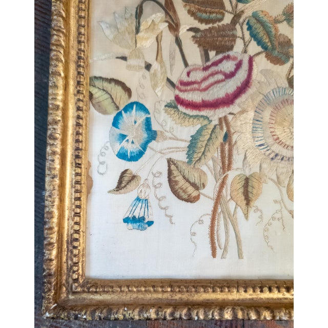 18th or 19th English Silk Stumpwork Embroidery of Floral Bouquet, Georgian For Sale In New York - Image 6 of 11
