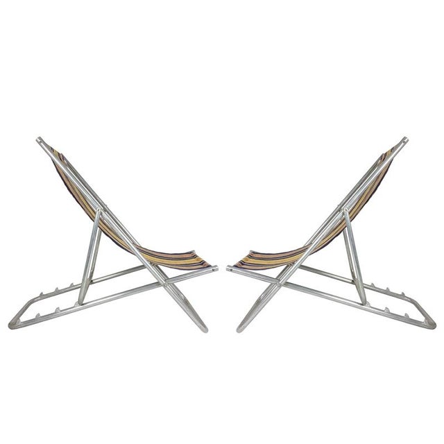 Italian Fabric & Aluminum Deck Chairs, 1950s, Set of 2 For Sale - Image 11 of 18