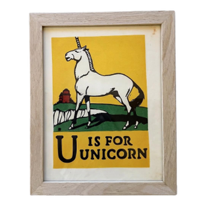U Is for Unicorn - Cb Falls 1923 - Woodblock Framed Print