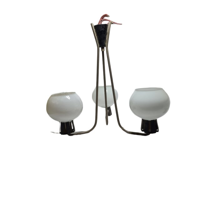 Vintage Pendant Light in White Glass, Poland, 1960s For Sale - Image 10 of 10