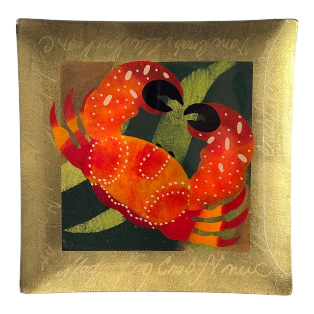 Late 20th Century Art Glass Plate W/ Crab Motif For Sale
