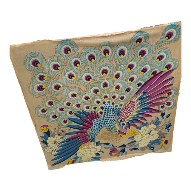 Vintage Fabulous Hand Wool Embroidered Tapestry of Bird on Board 43x42 For Sale