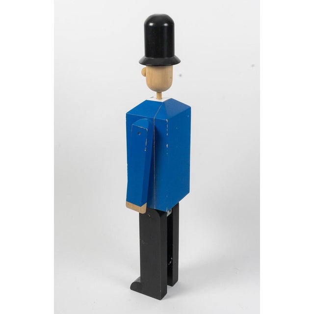 Painted Wood Sculpture of a Bobby with Movable Feet, Arms and Head, 20th Century For Sale - Image 6 of 7