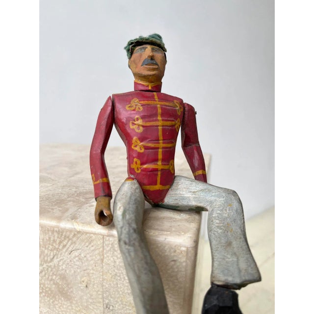 Antique Folk Art Painted Wood Soldier With Red Coat, Circa Early 20th Century For Sale In New York - Image 6 of 12