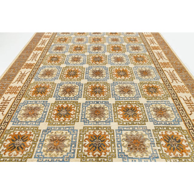 10x14 Hand-Knotted Modern Khotan Style Wool Area Rug – Geometric Earth Tones For Sale In New York - Image 6 of 10