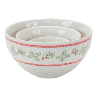 Stoneware Mistletoe Bowl (Set of 3) For Sale
