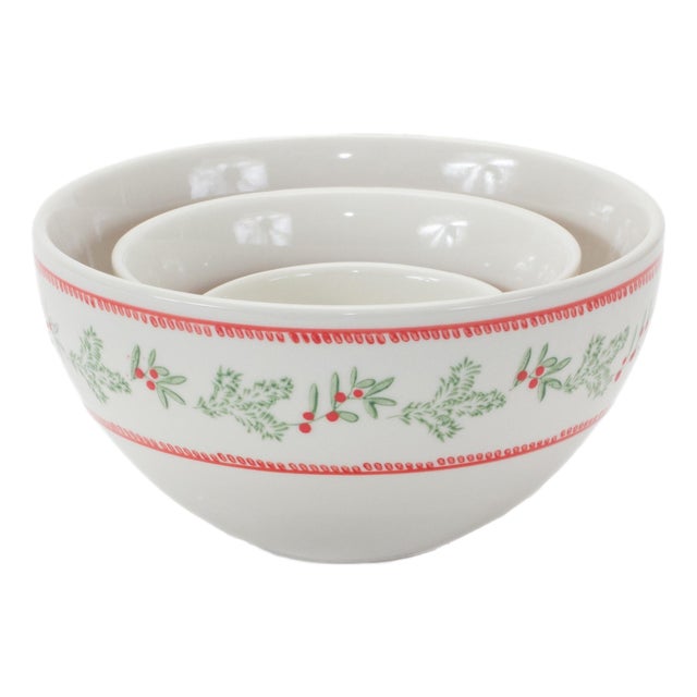 Stoneware Mistletoe Bowl (Set of 3) For Sale