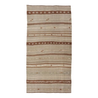 Vintage Turkish Kilim Rug With Earthy Tones and Striped Patterns For Sale