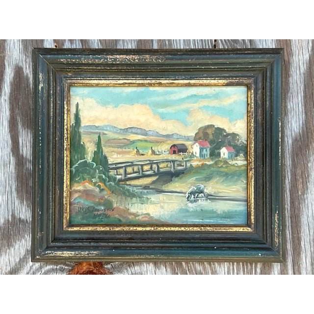 Celadon Vintage Boho Original Oil Painting Signed James Augustus McLean For Sale - Image 8 of 8