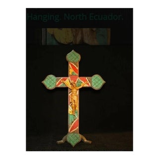 Large Vintage Wooden Crucifix / Cross. Jesus. Christian. Folk Art. For Sale