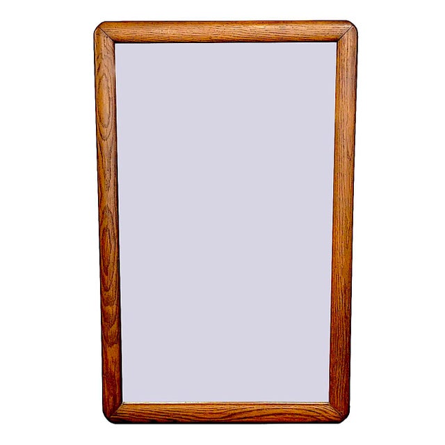 Wood Mid 20th Century Large Oak Wood Framed Mirror For Sale - Image 7 of 15