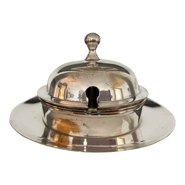 1990s Round Silverplate Butter Dish For Sale