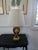 Elegant Gilt Bronze and Rouge Marble Lamp with Oval Silk Shade. An elegant edition to any room.
