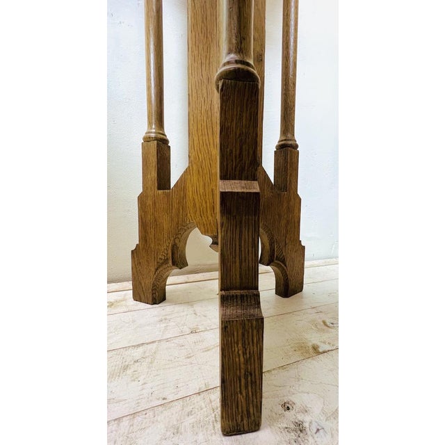 Arts & Crafts Gothic Revival Pedestal in Oak, 1920s For Sale - Image 15 of 18
