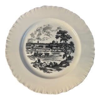 Wedgwood “St. Louis Riverfront 1854” Plate | English Transferware Americana Wall Decor, 1960s For Sale