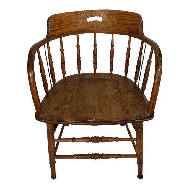 Antique Oak Captain's Chair Chairish