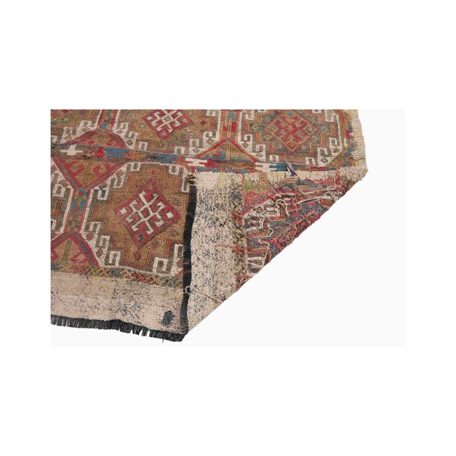 1960s Decorative Vintage Embroidered Kilim Rug - 4`7″ X 4`8″ Ft. For Sale - Image 5 of 6