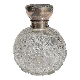 Vintage Sterling Silver & Cut Crystal Perfume Bottle For Sale