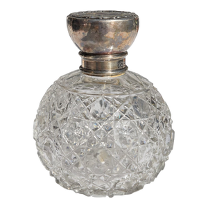 Vintage Sterling Silver & Cut Crystal Perfume Bottle