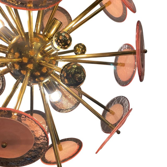 1960s Sputnik Pink Lamp Murano Glass Disc, 1960s For Sale - Image 5 of 8