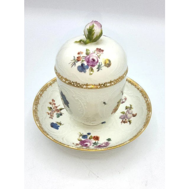 Early Meissen Chocolate Cup and Saucer, Set of 2 For Sale - Image 5 of 12
