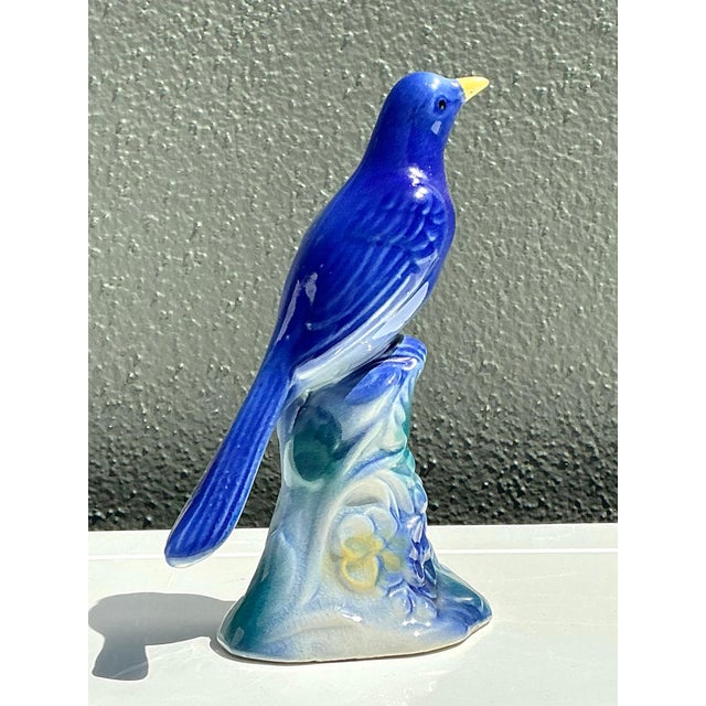 Blue Vintage MCM Glazed Ceramic Bird For Sale - Image 8 of 12