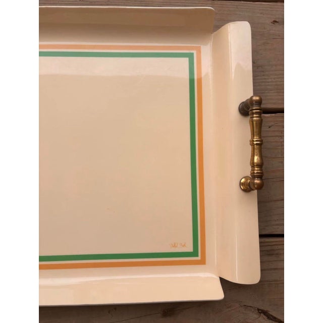 Vintage Signed Equestrian Horse Serving Tray With Brass Handles, 20.5” For Sale - Image 10 of 11