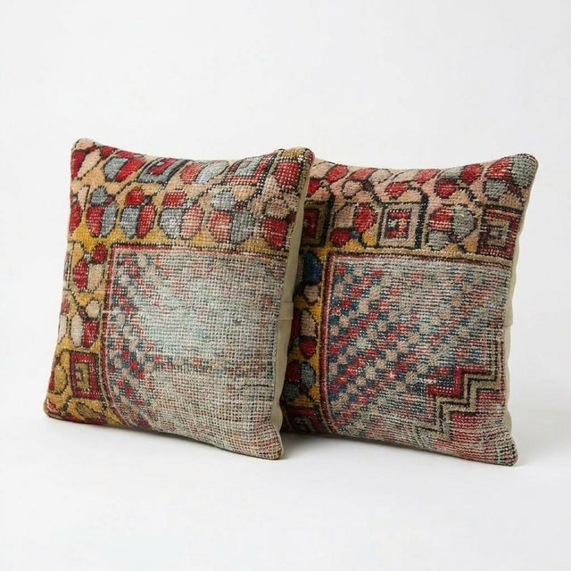 This beautiful 17'' x 18'' Turkish Kilim pillow cover set was made from authentic handwoven flatweave kilim. The...