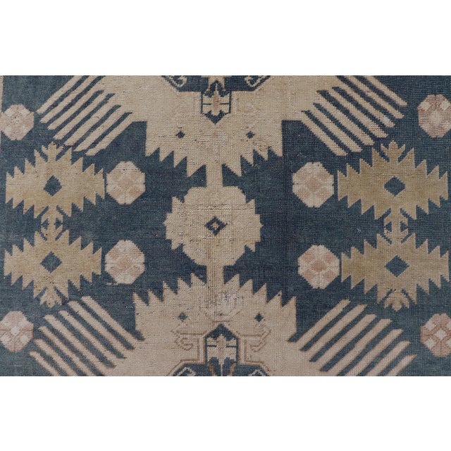 Blue Oushak Rug With Geometric Medallion Design 5' 5" X 8' 10" For Sale - Image 10 of 14