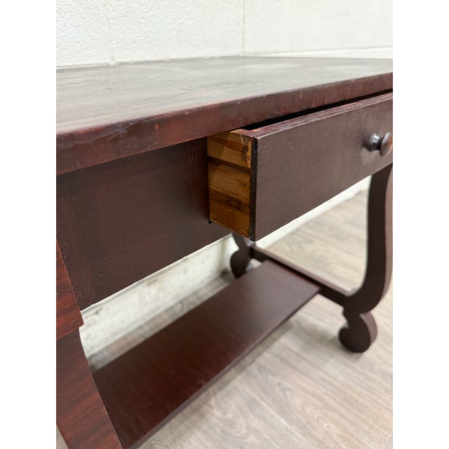 VTG Helm’s Furniture Empire / Colonial Revival Style Library Sofa Console Table For Sale - Image 4 of 13