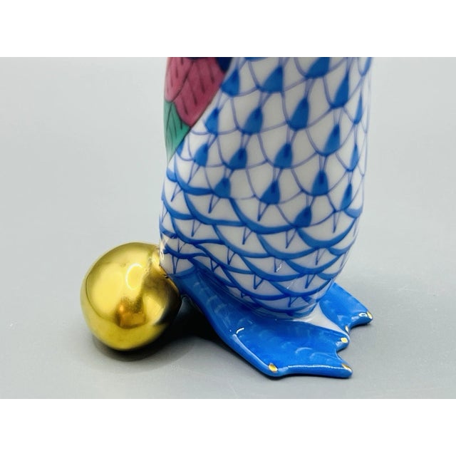 Vintage MCM Herend Blue Fishnet Goose W/ Egg Figurine For Sale - Image 6 of 8
