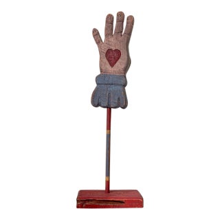 Odd Fellows Folk Art Wood Sculpture, Vintage Heart in Hand Carving For Sale