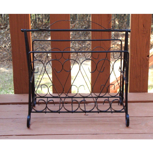 Deco Hollywood Regency Wrought Iron Magazine Rack Chairish