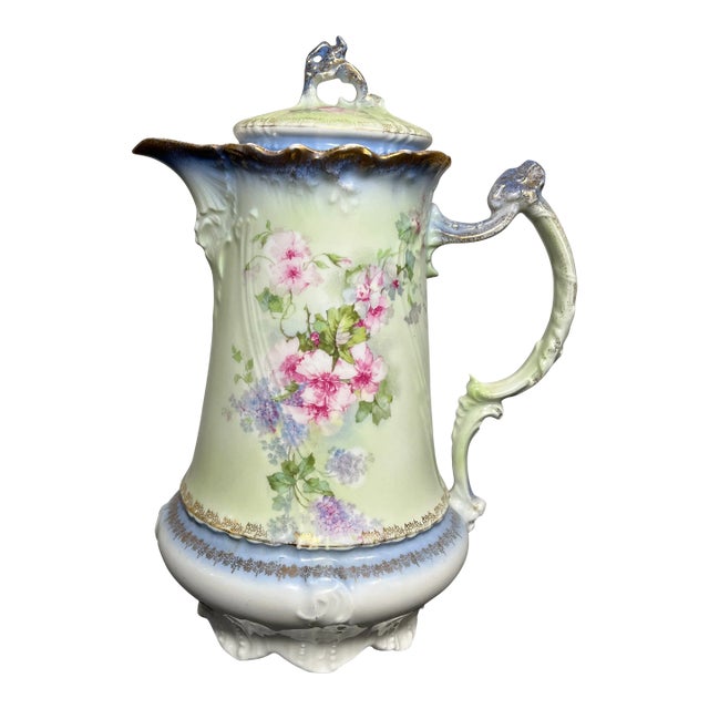 Late 19th Century Antique Carl Tielsch Porcelain Chocolate/Coffee Pot For Sale