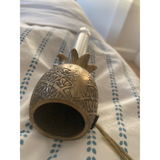 Vintage Brass Electric Candlestick Light With Brass Pineapple Base For Sale - Image 10 of 10